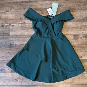 Forest Green Off the Shoulder Dress
